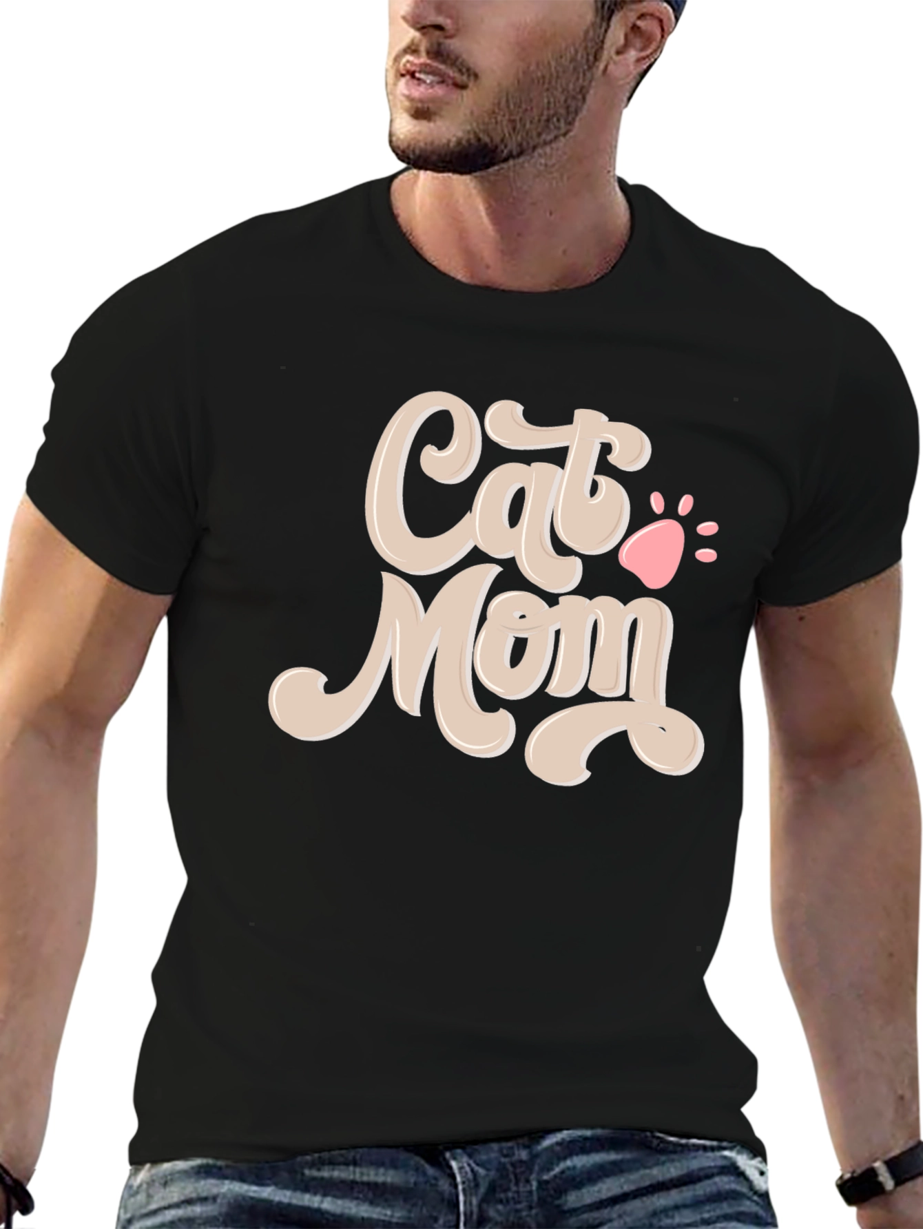 Cat Mom T-Shirt - Black Graphic Tee for Feline Lovers