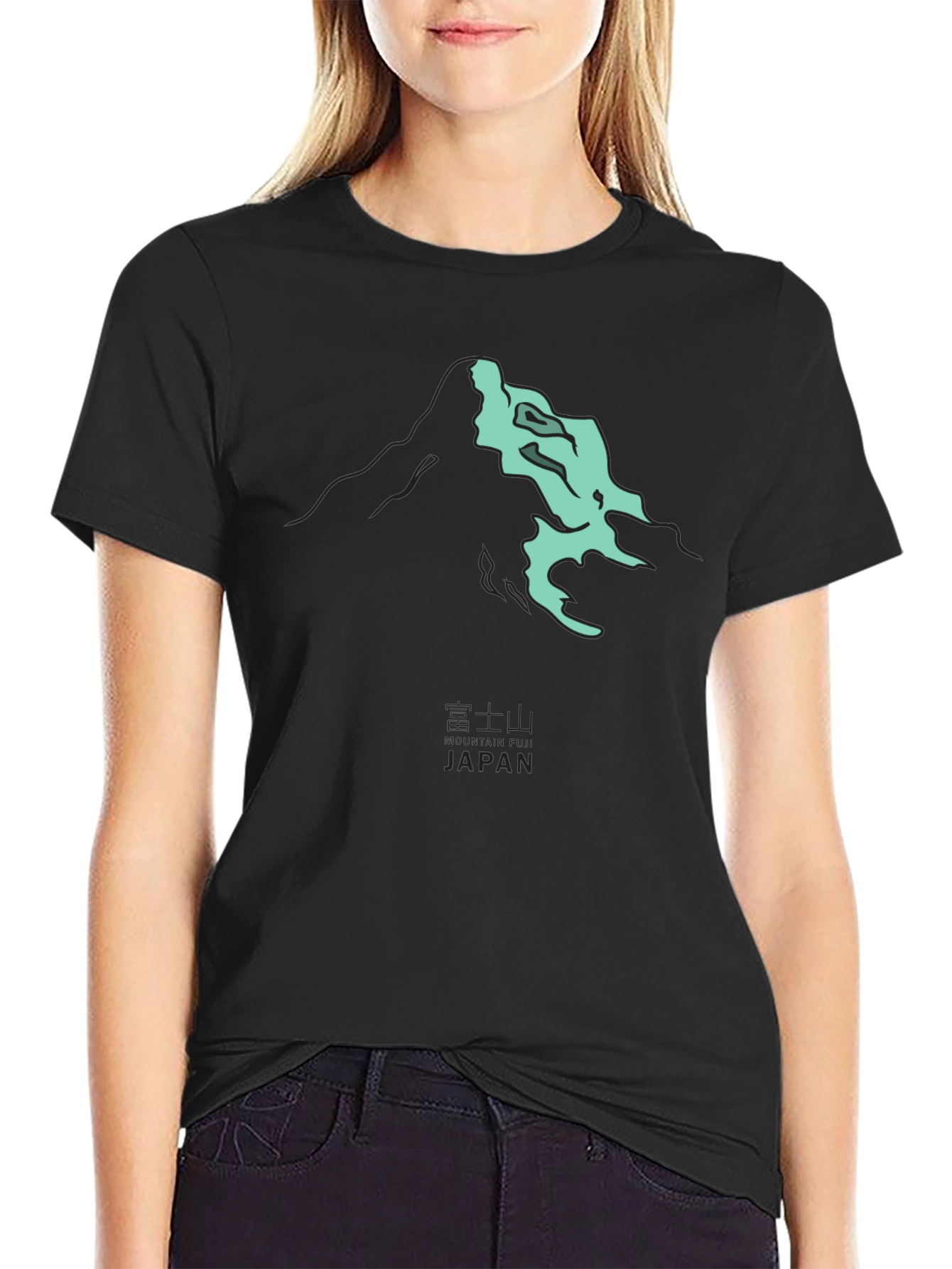 Black Mt. Fuji Japan Graphic Tee