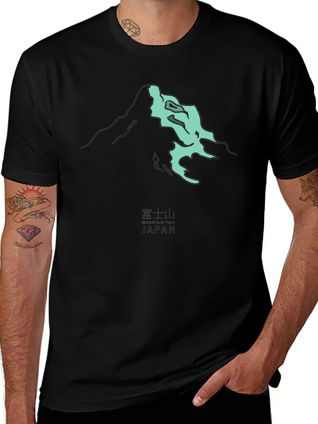 Black Mt. Fuji Japan Graphic Tee
