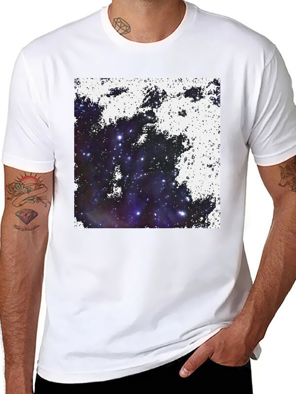 Galaxy Print Black Tee - Cosmic Comfort