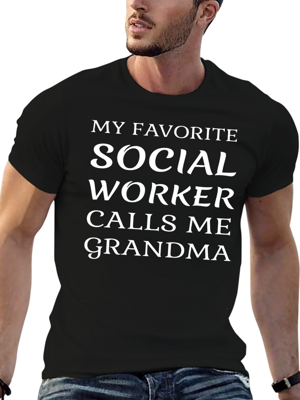 Social Worker Grandma Black T-Shirt