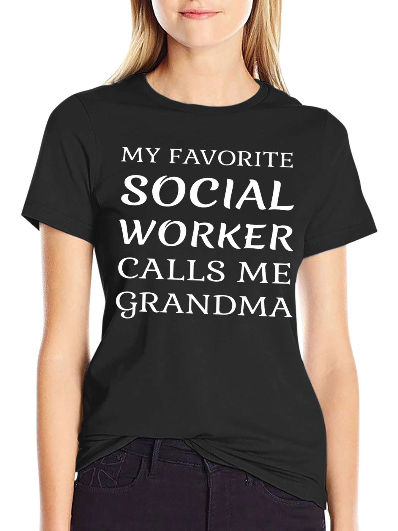 Social Worker Grandma Black T-Shirt