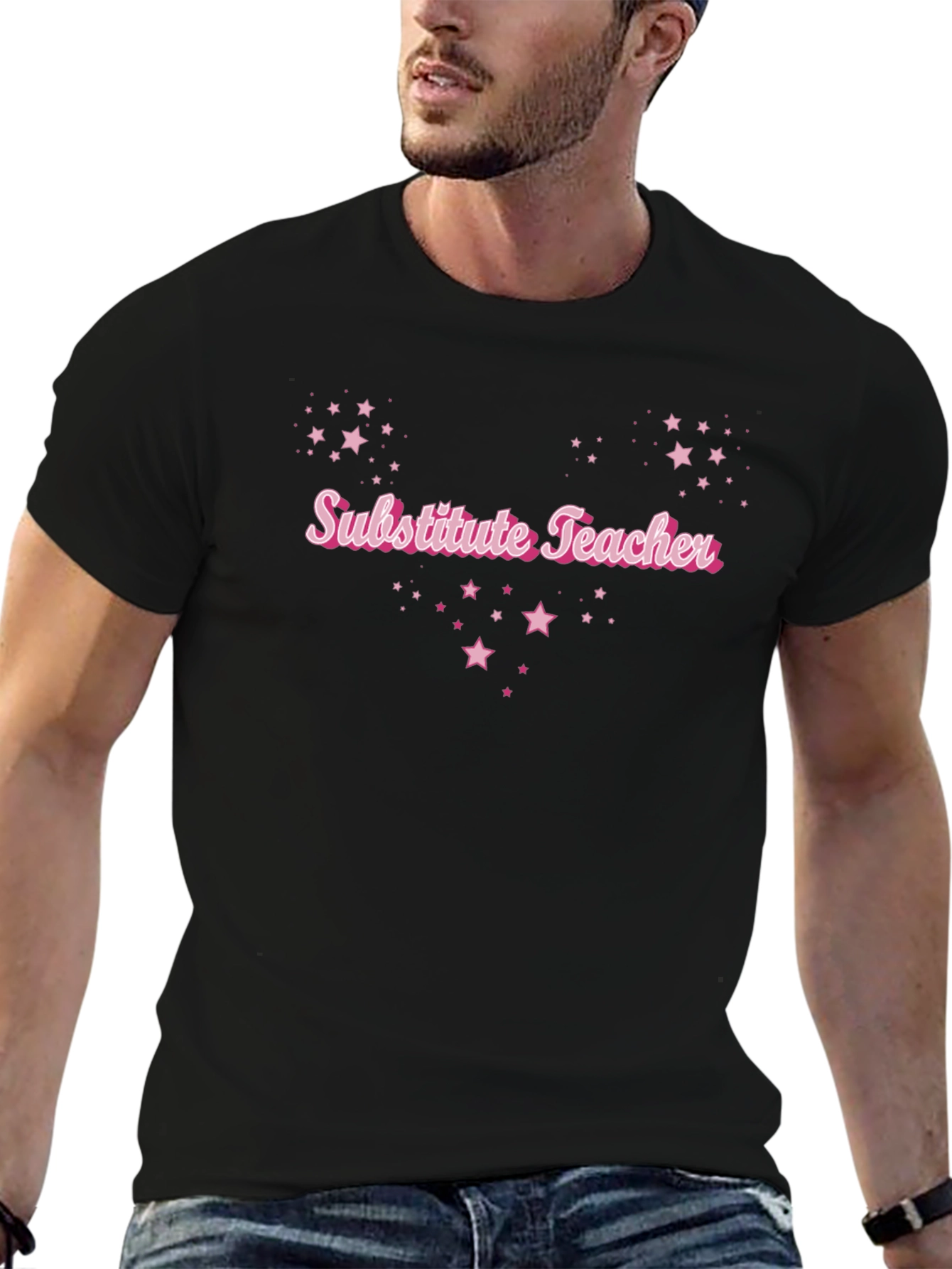 Substitute Teacher Pink Star T-Shirt