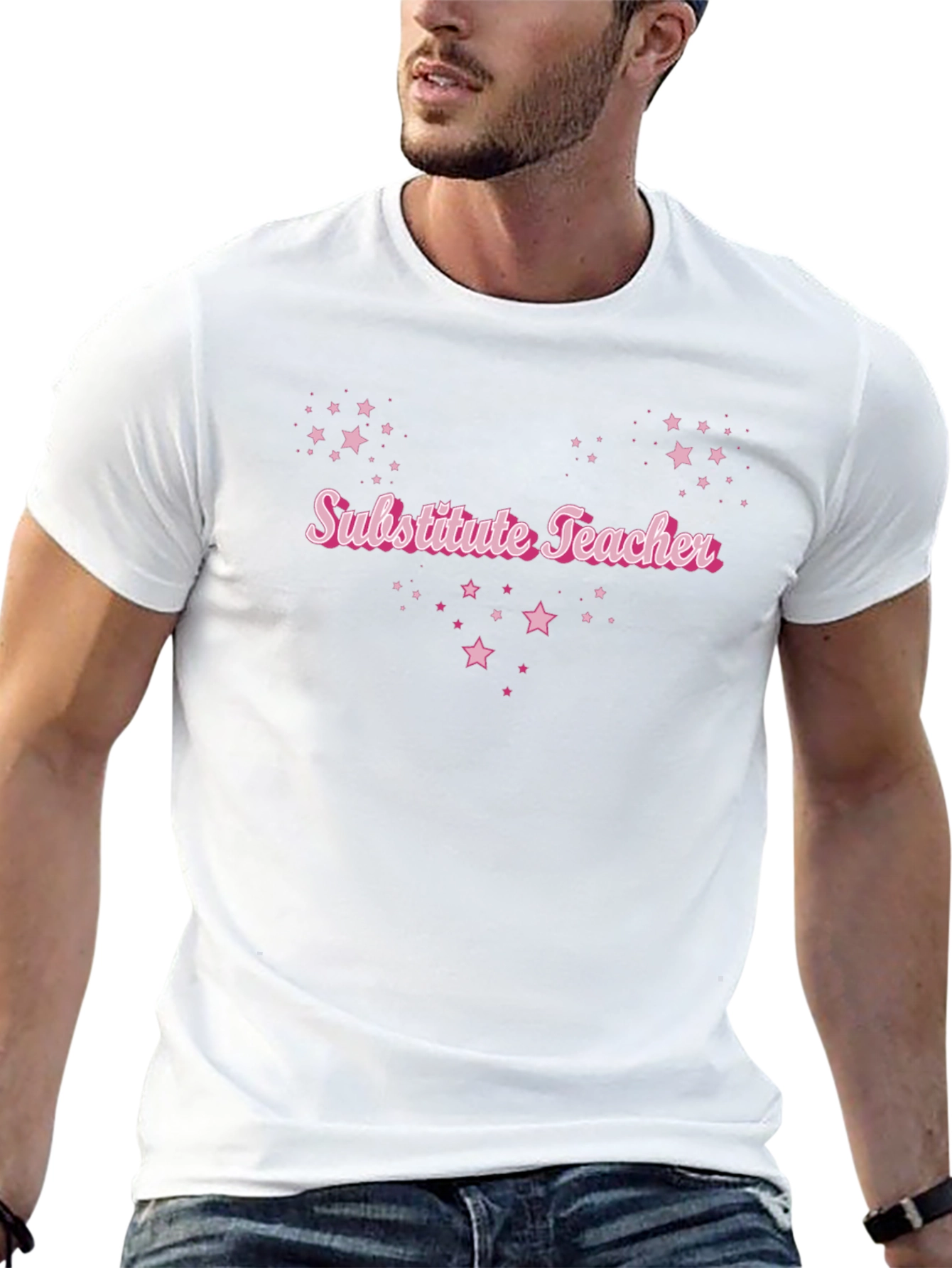 Substitute Teacher Pink Star T-Shirt