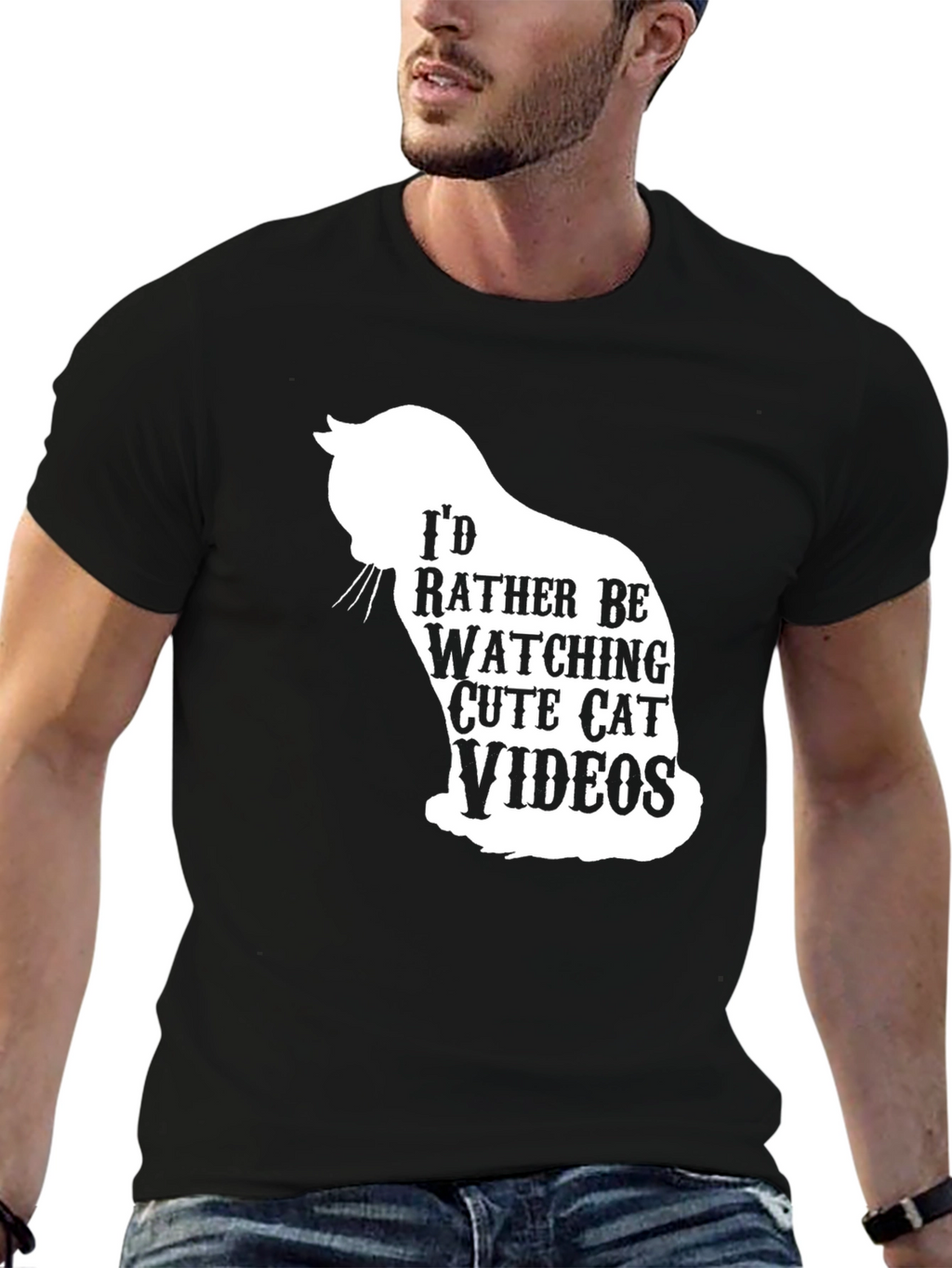 Cute Cat Videos Graphic T-Shirt - Black