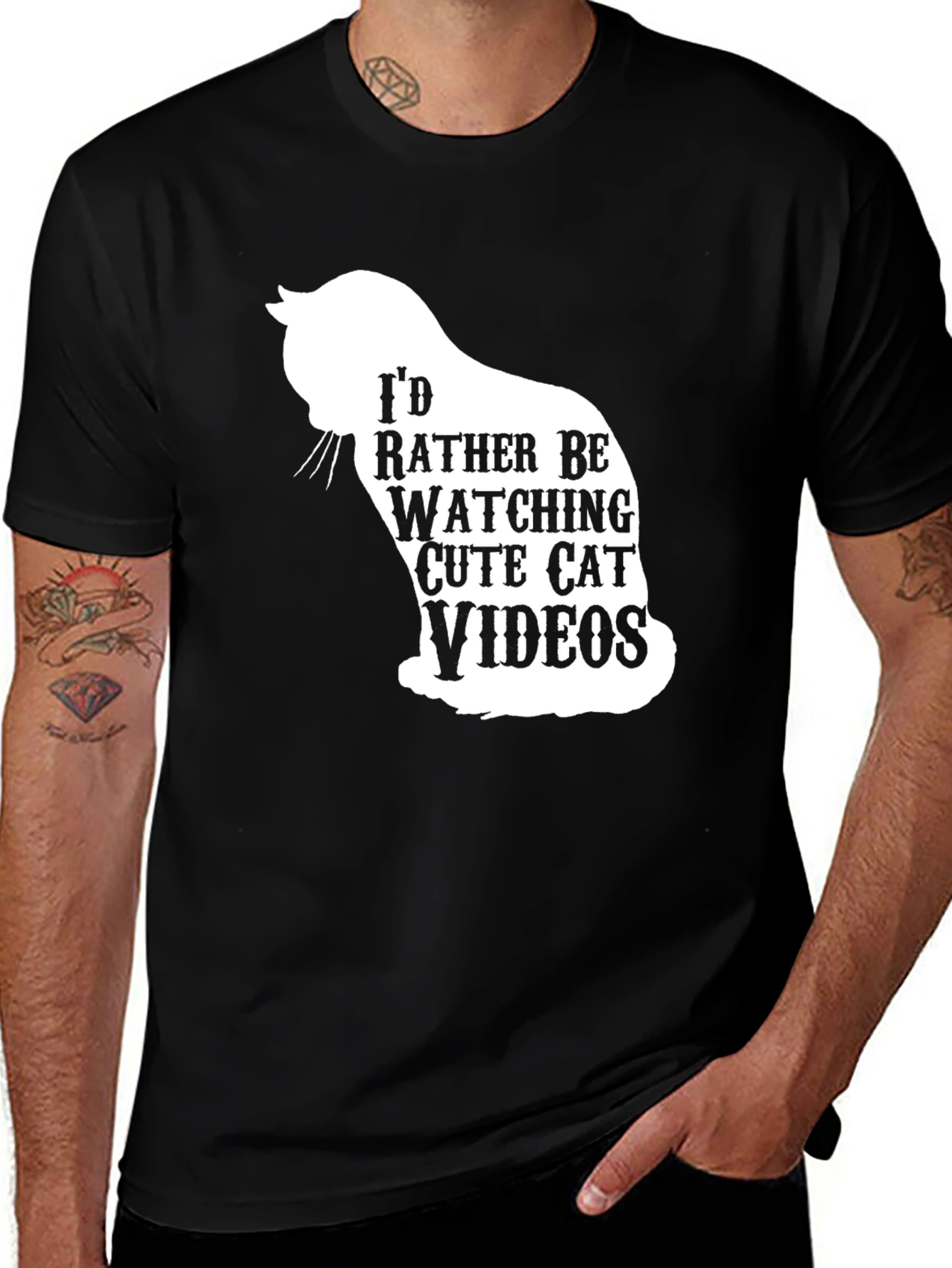 Cute Cat Videos Graphic T-Shirt - Black