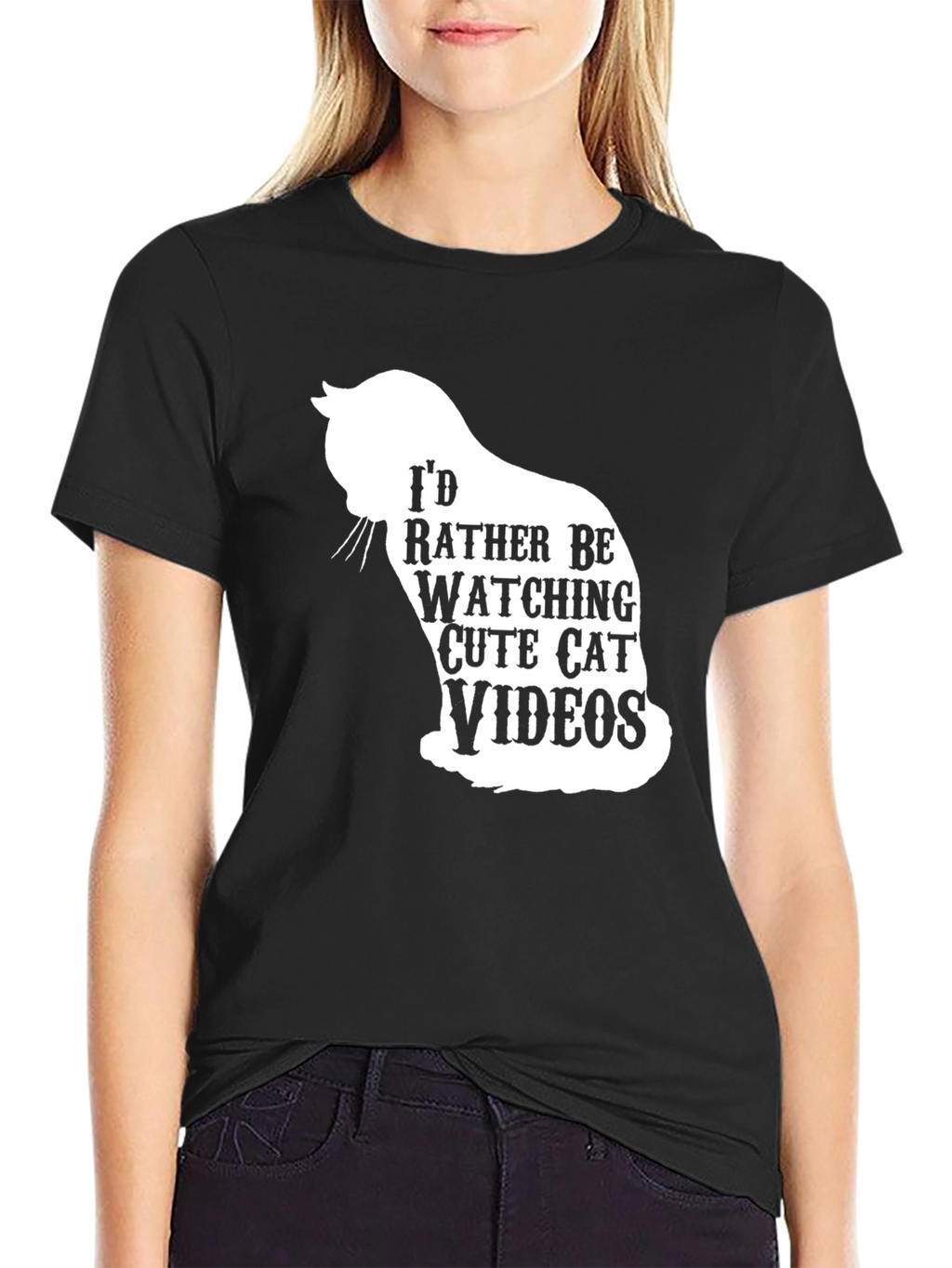 Cute Cat Videos Graphic T-Shirt - Black