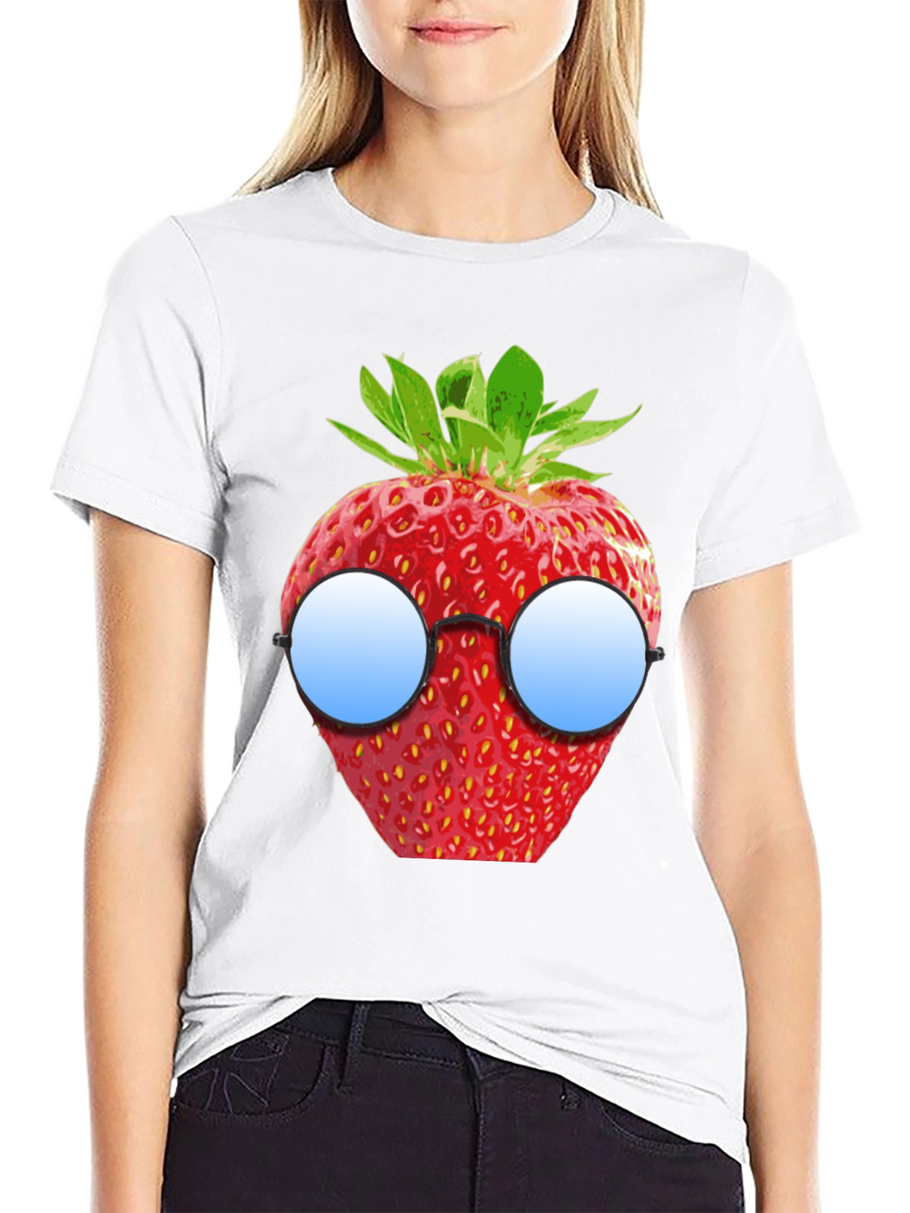 Strawberry with Glasses Graphic T-Shirt
