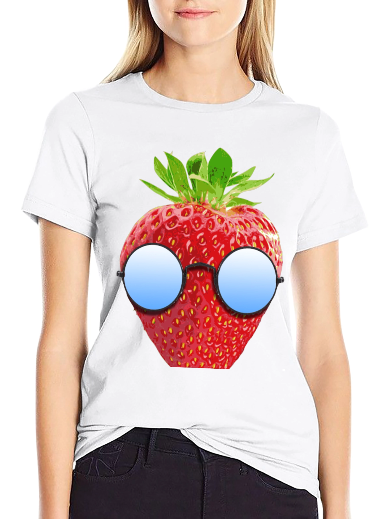 Strawberry with Glasses Graphic T-Shirt