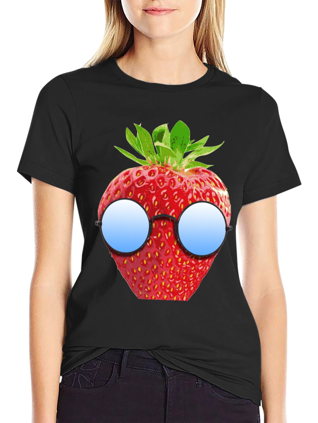 Strawberry with Glasses Graphic T-Shirt