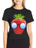 Strawberry with Glasses Graphic T-Shirt