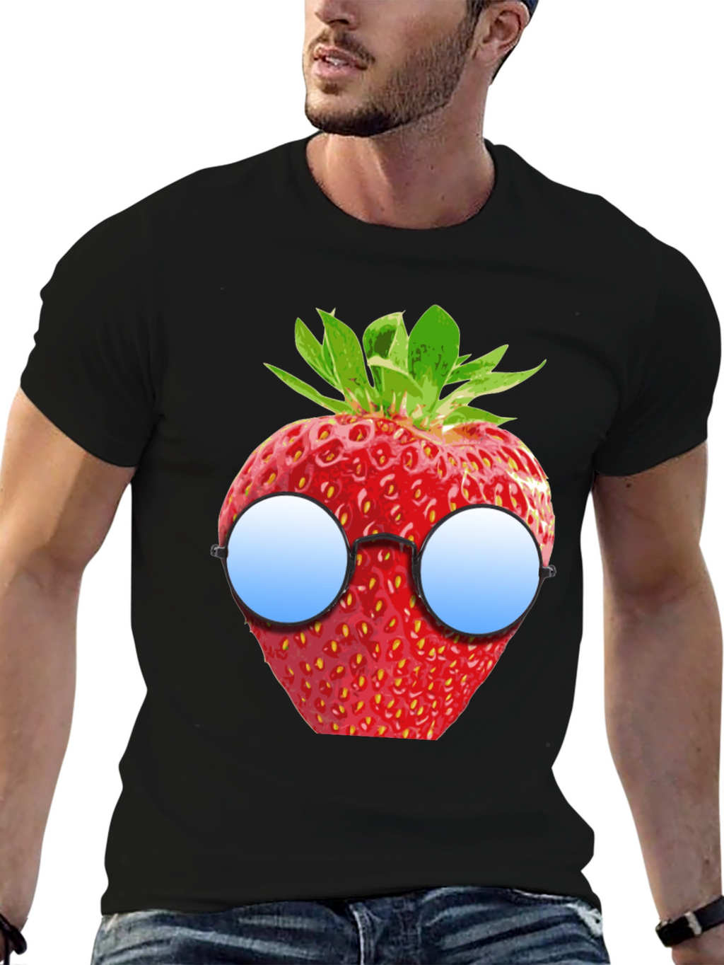 Strawberry with Glasses Graphic T-Shirt