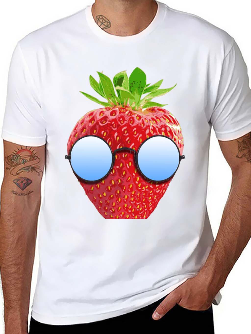 Strawberry with Glasses Graphic T-Shirt