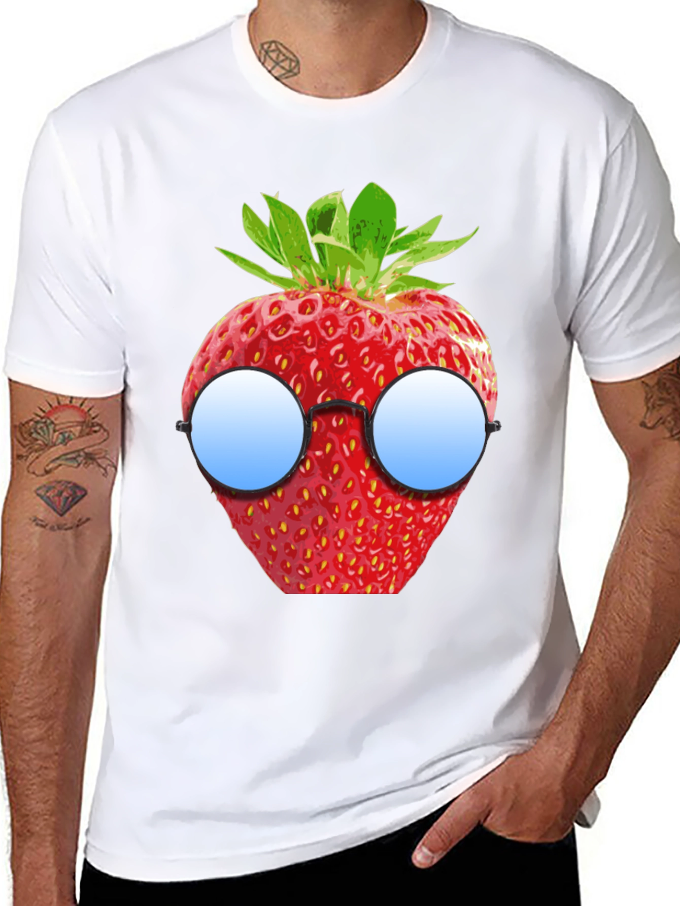 Strawberry with Glasses Graphic T-Shirt