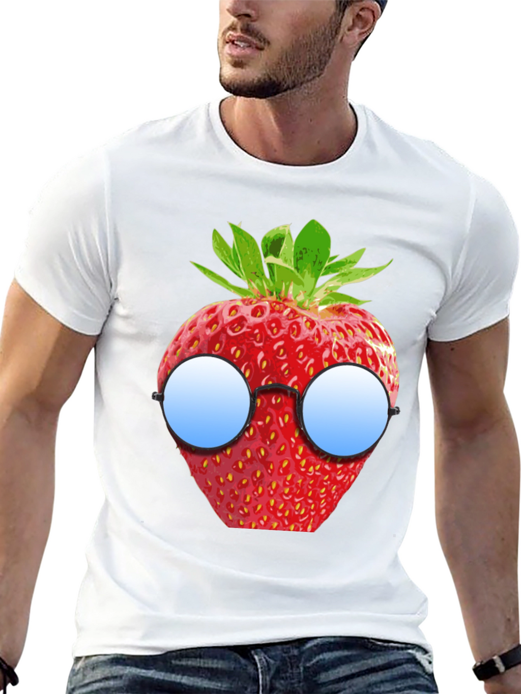 Strawberry with Glasses Graphic T-Shirt