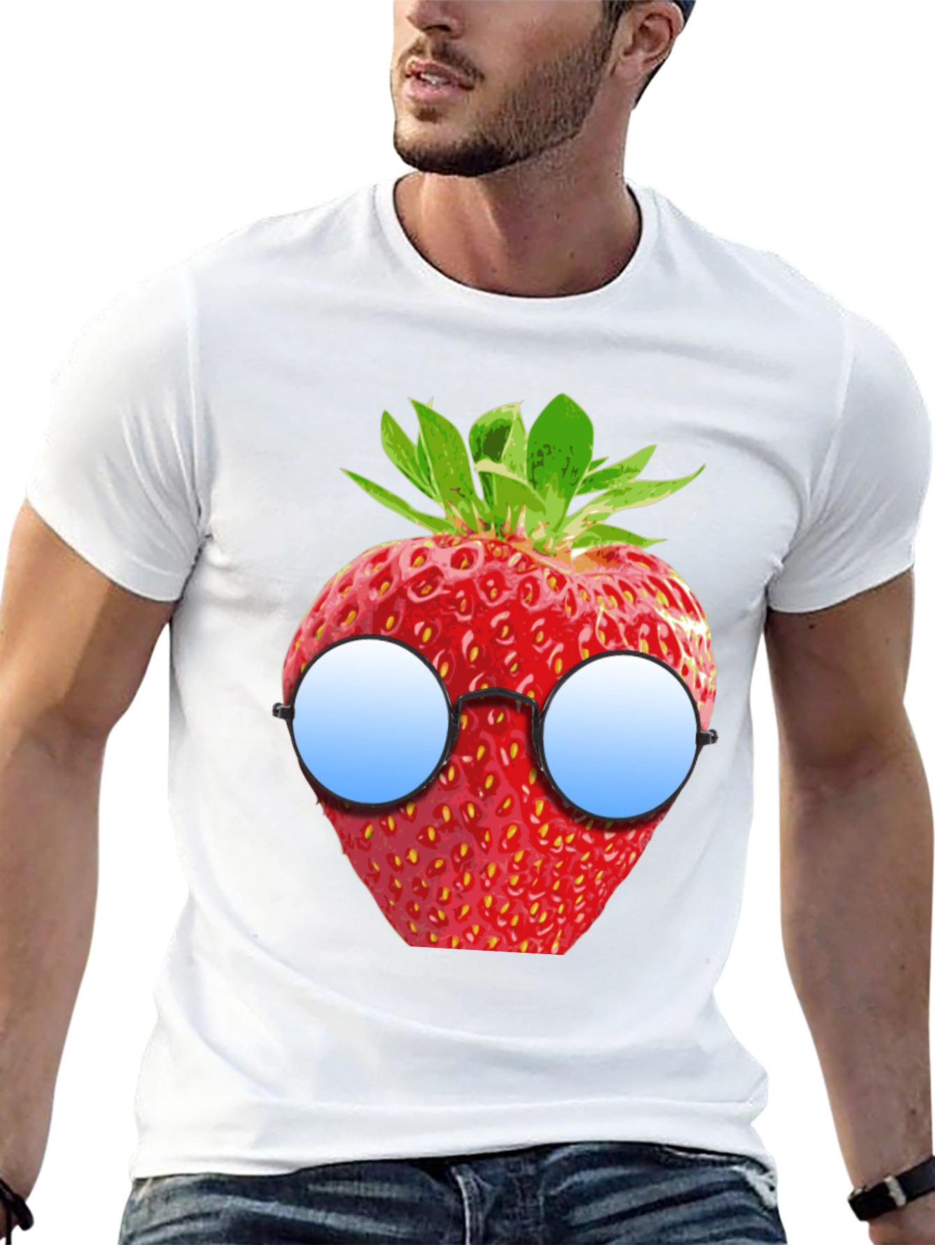 Strawberry with Glasses Graphic T-Shirt