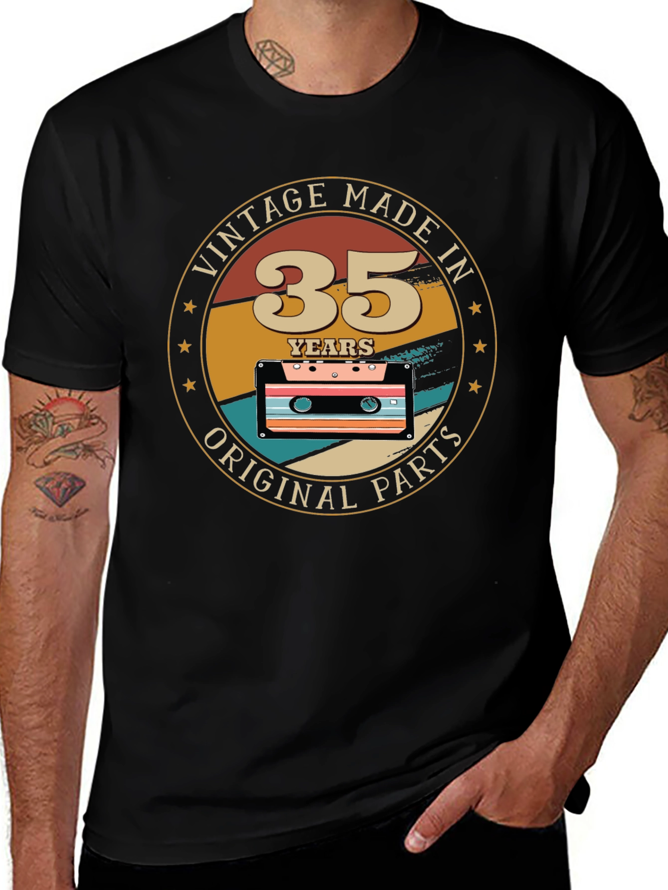 Vintage Made In 35 Years Original Parts Cassette T-Shirt