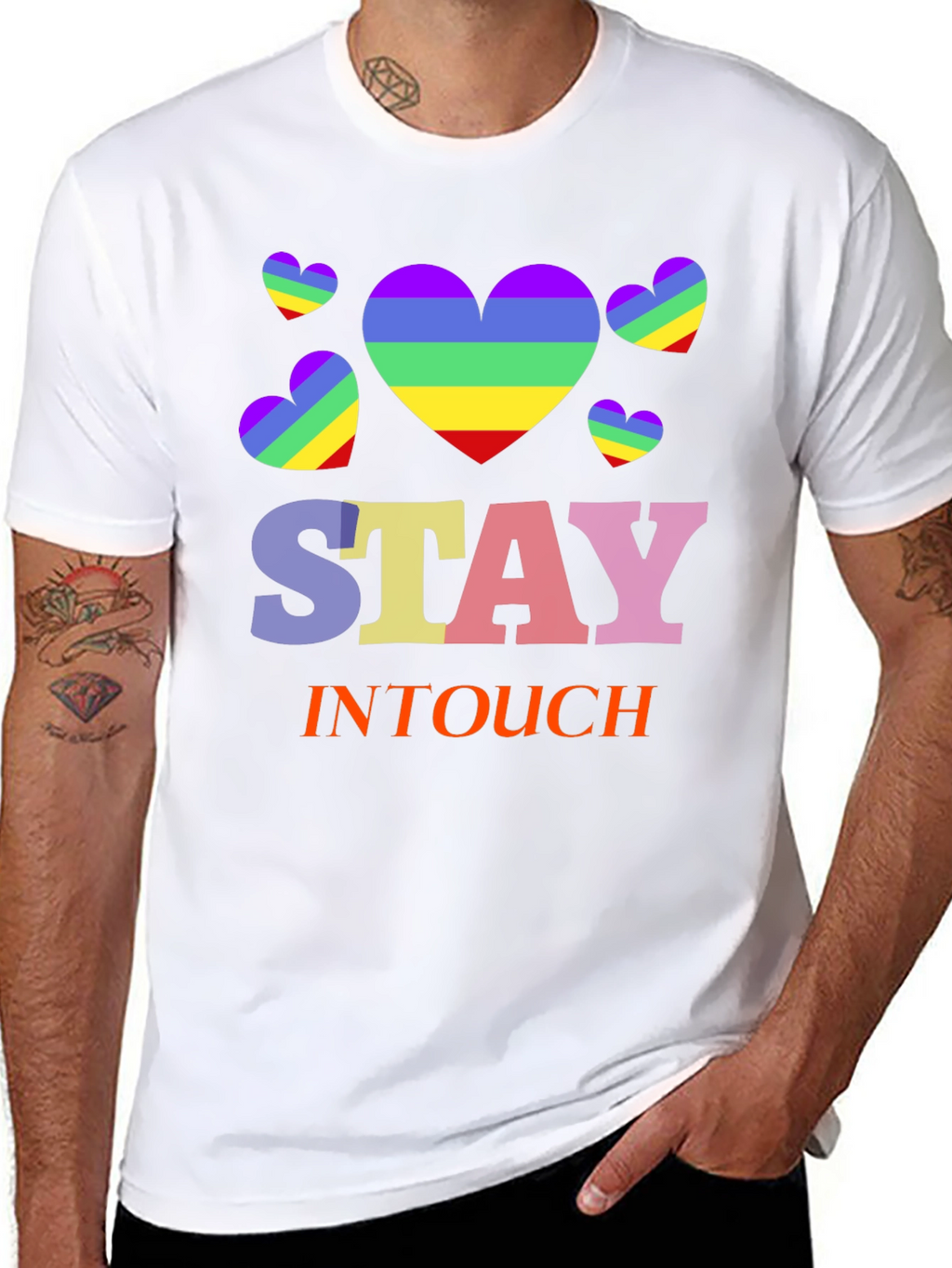 Rainbow Heart Stay In Touch T-Shirt