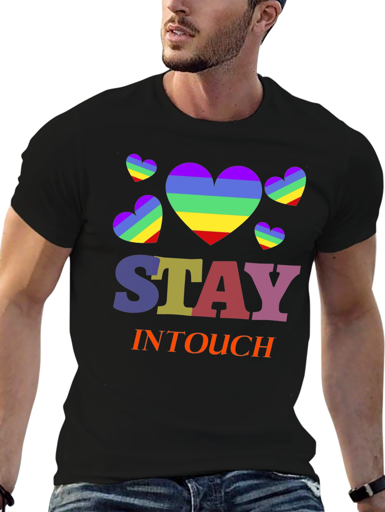 Rainbow Heart Stay In Touch T-Shirt