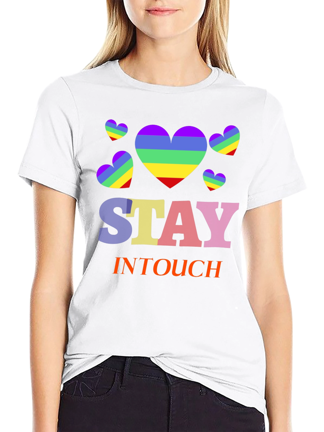 Rainbow Heart Stay In Touch T-Shirt