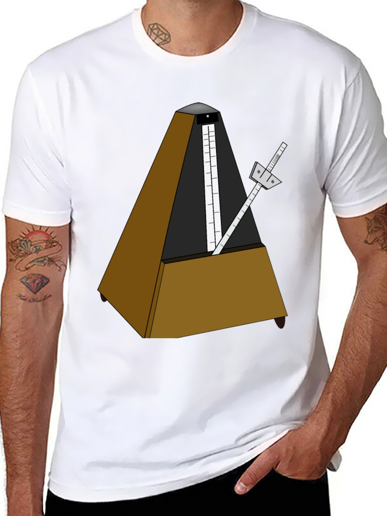 Musical Metronome Graphic Tee - Black Cotton Shirt