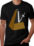 Musical Metronome Graphic Tee - Black Cotton Shirt
