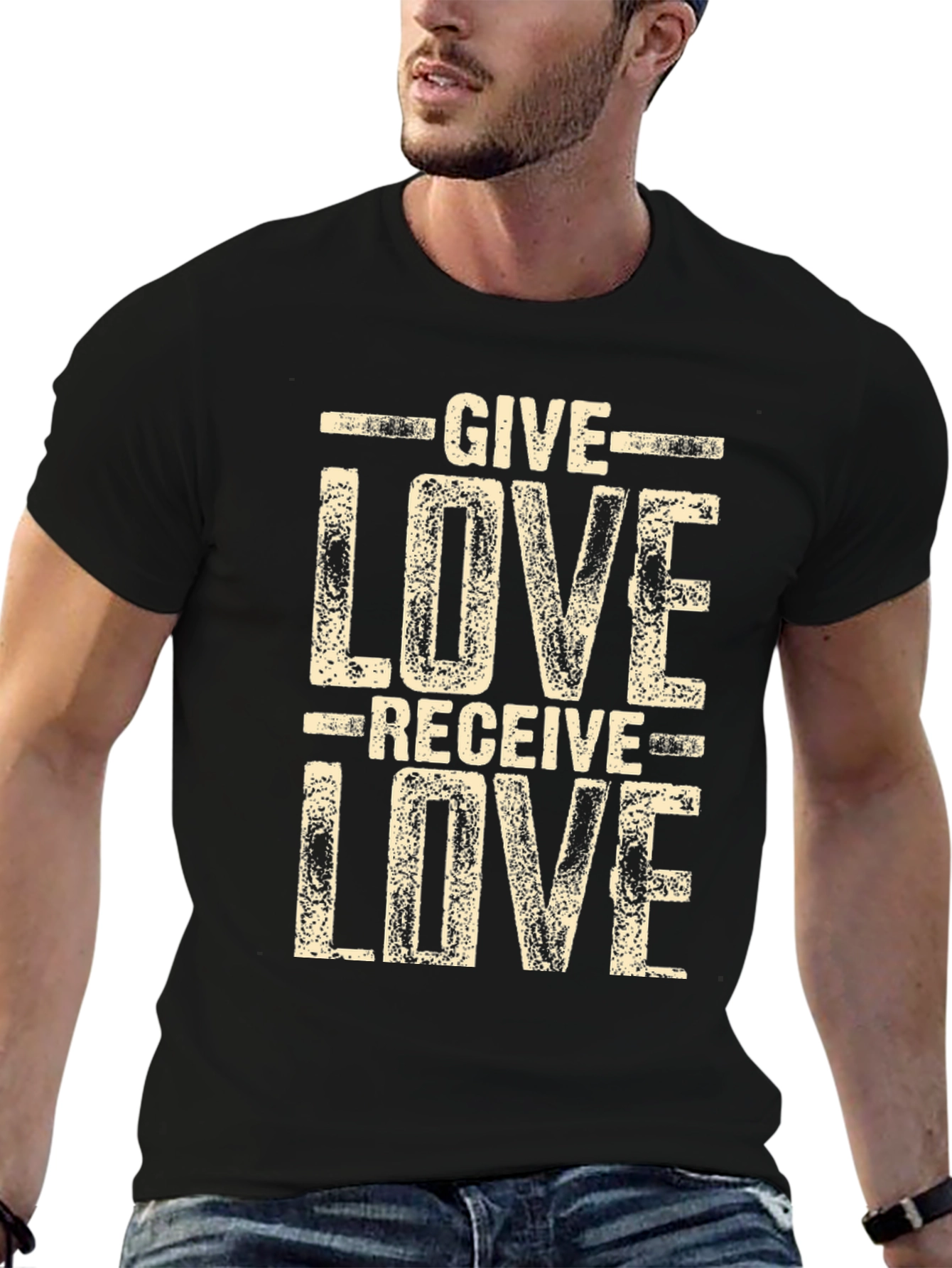 Give Love Receive Love Black Graphic Tee