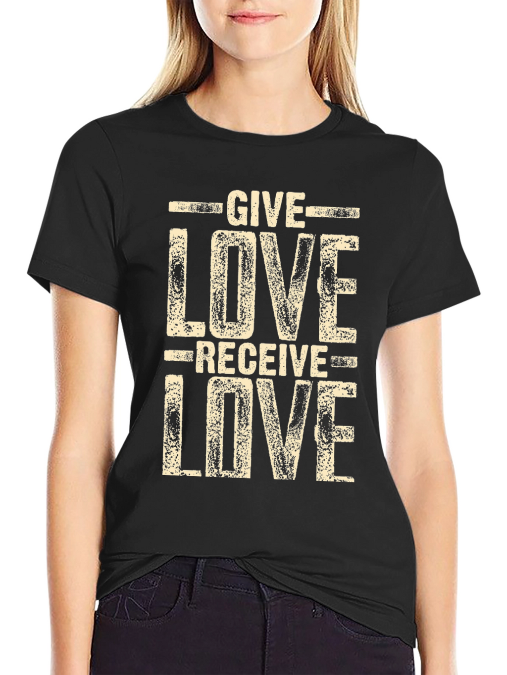 Give Love Receive Love Black Graphic Tee