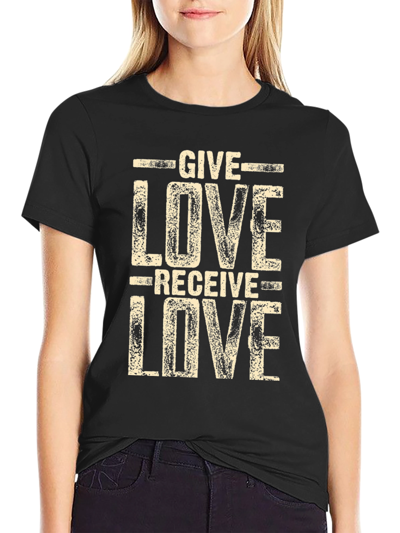 Give Love Receive Love Black Graphic Tee