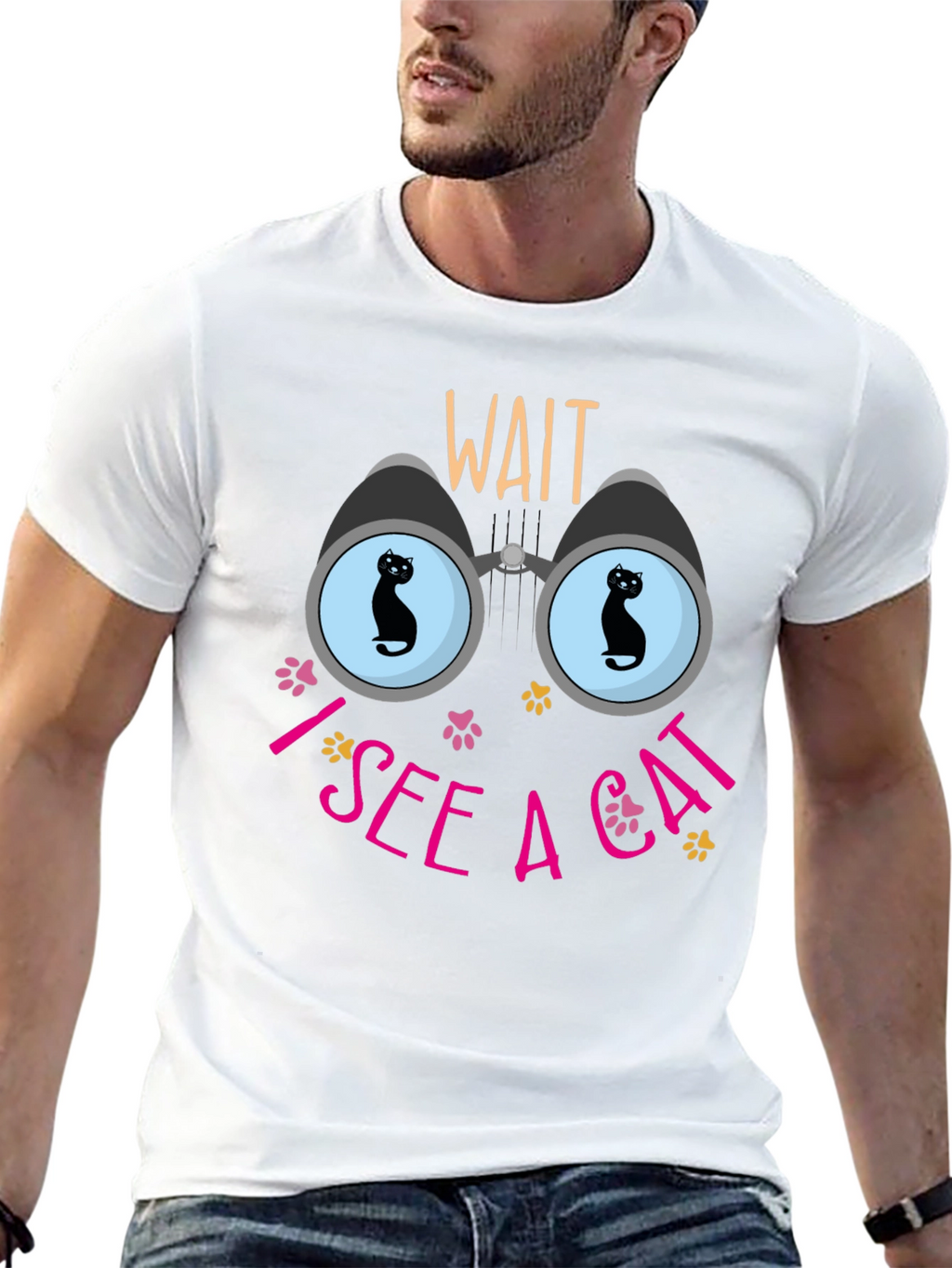 Wait I See a Cat Graphic T-Shirt