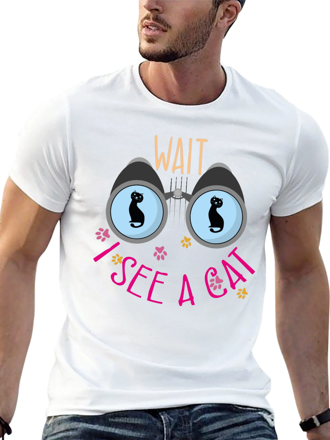 Wait I See a Cat Graphic T-Shirt