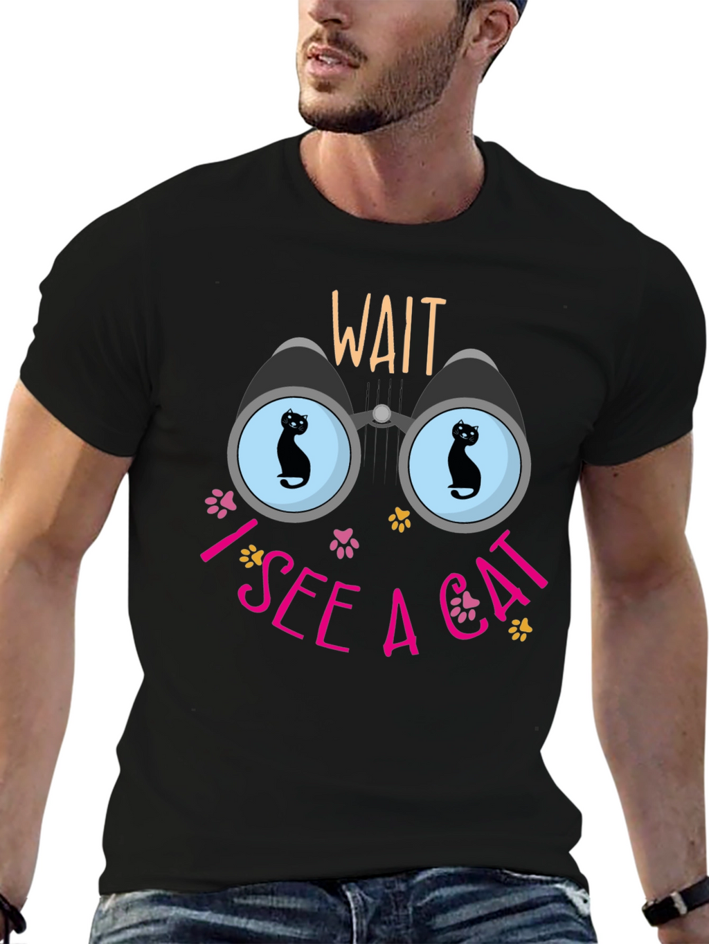 Wait I See a Cat Graphic T-Shirt