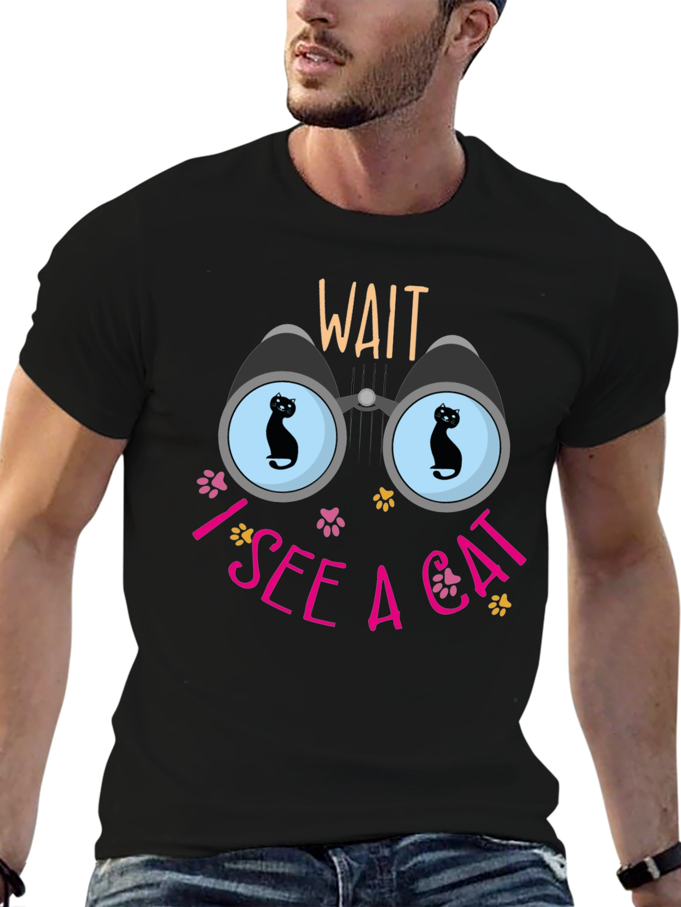 Wait I See a Cat Graphic T-Shirt