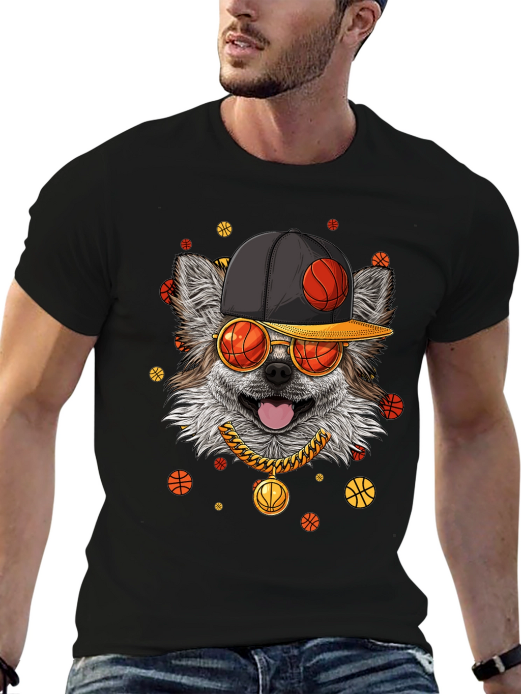 Cool Dog Basketball Graphic Tee