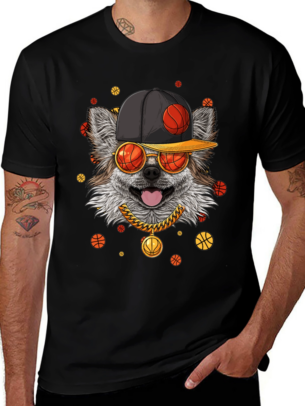 Cool Dog Basketball Graphic Tee