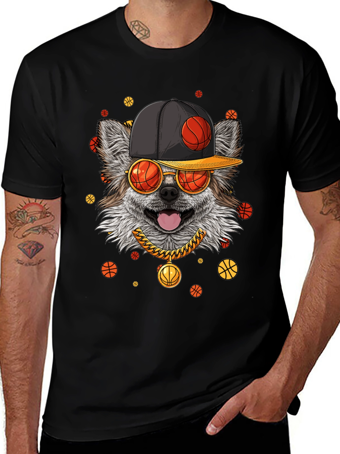 Cool Dog Basketball Graphic Tee