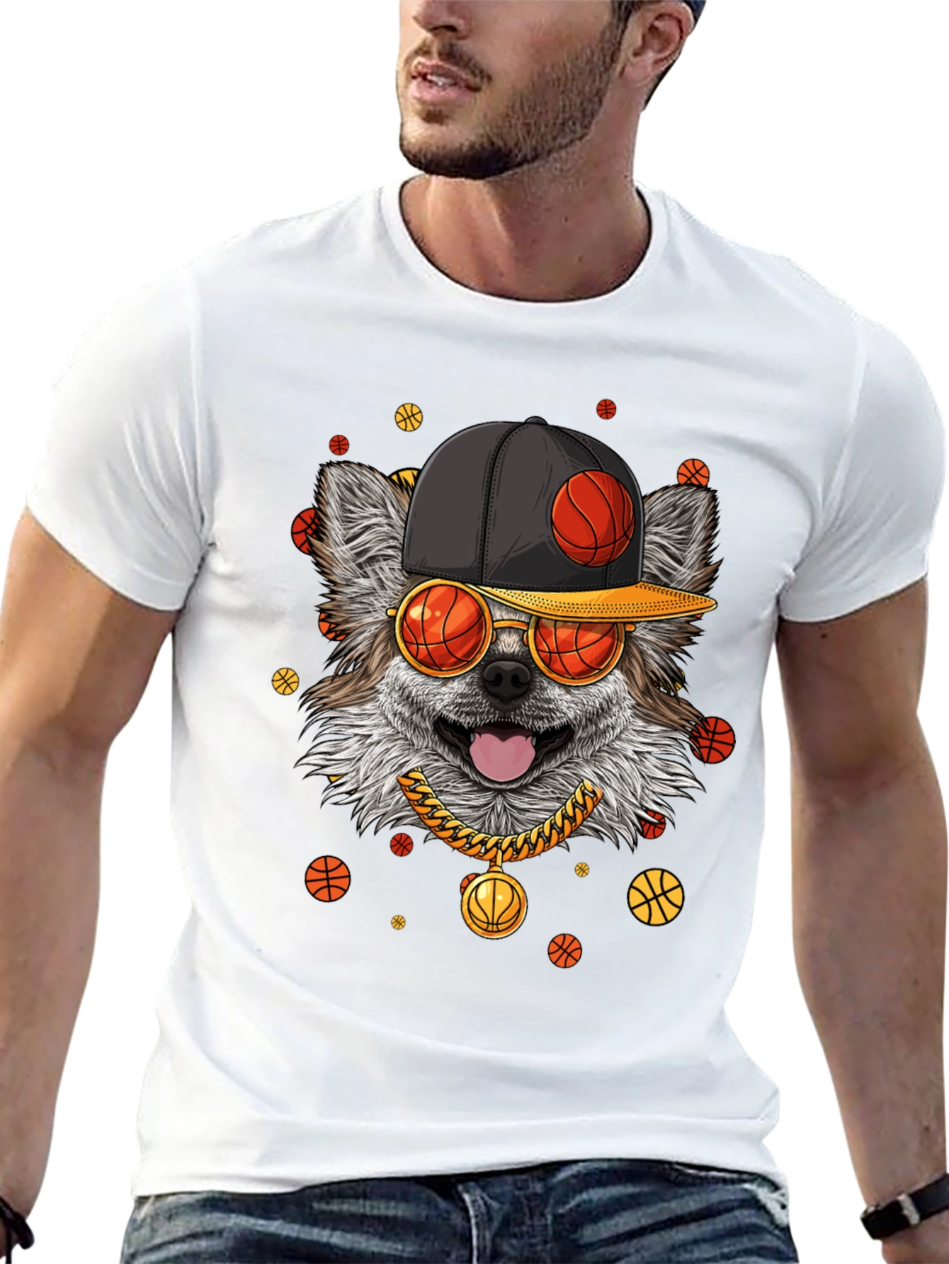 Cool Dog Basketball Graphic Tee