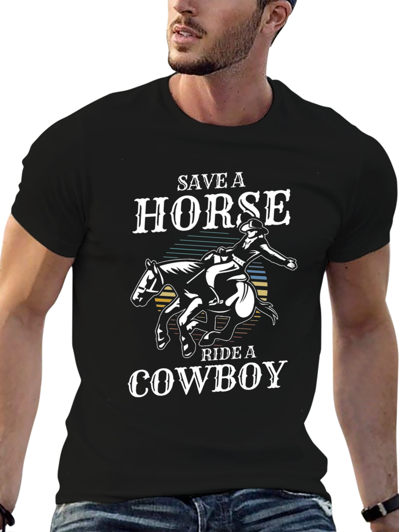 Save a Horse Ride a Cowboy Black T-Shirt