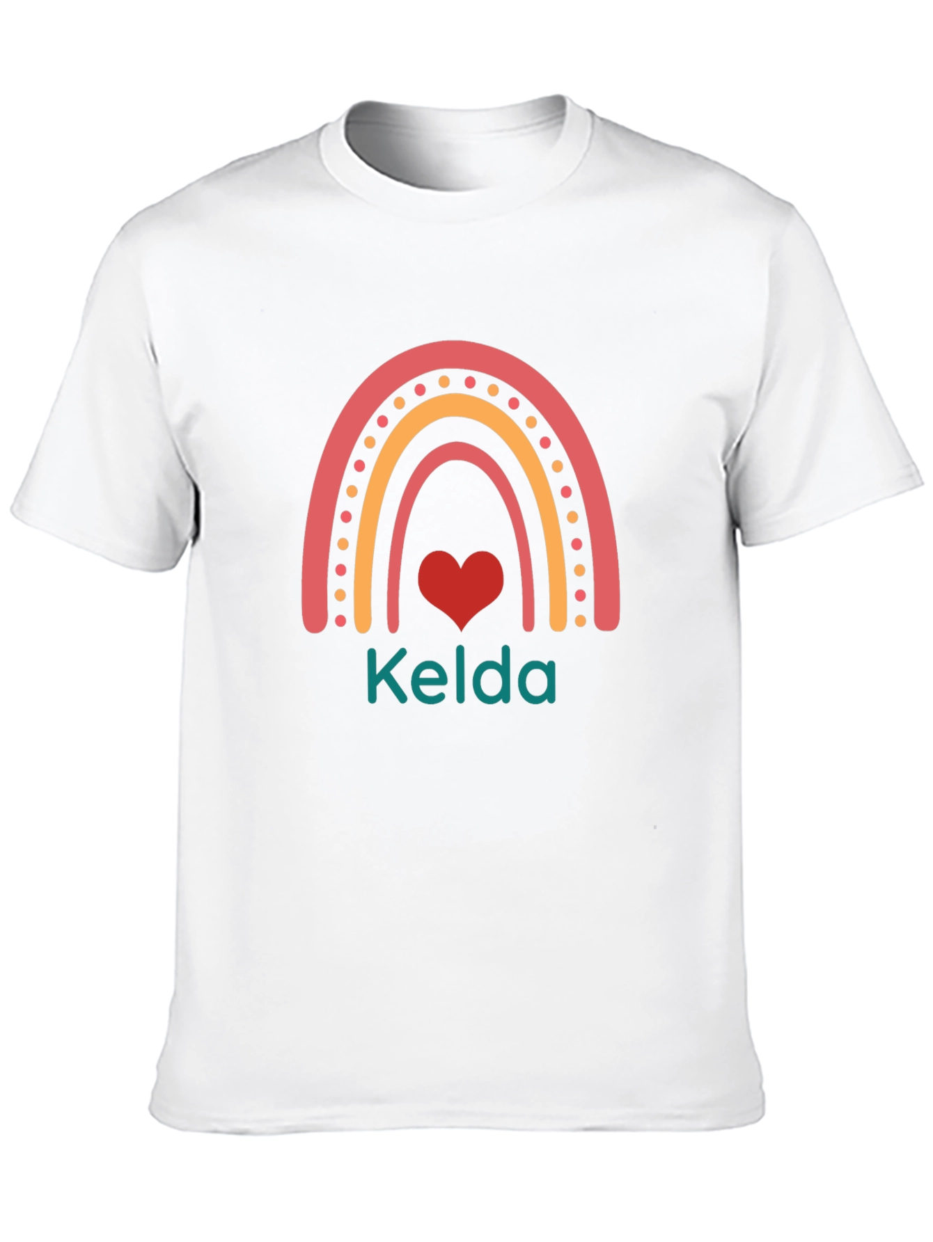 Personalized Rainbow Heart Kelda Black T-Shirt