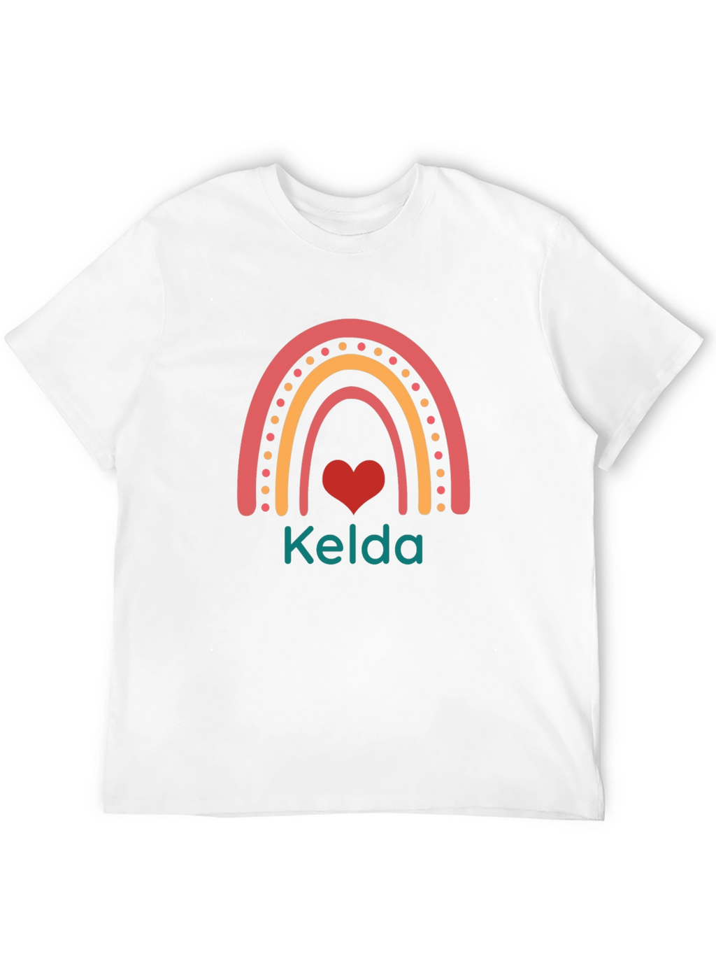 Personalized Rainbow Heart Kelda Black T-Shirt