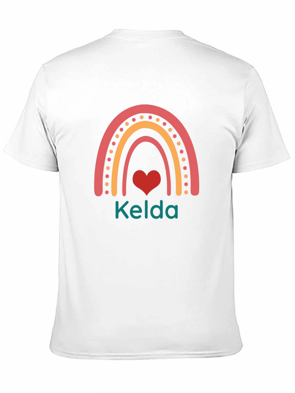 Personalized Rainbow Heart Kelda Black T-Shirt