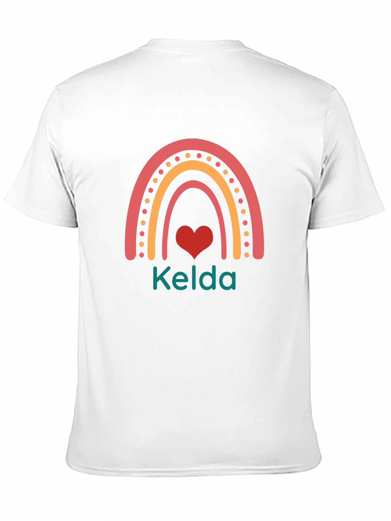 Personalized Rainbow Heart Kelda Black T-Shirt