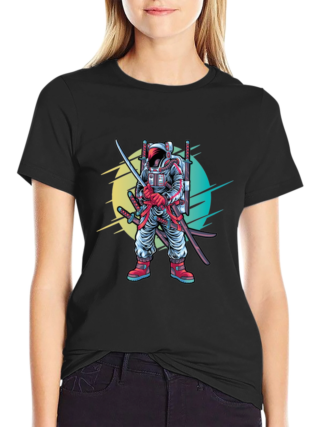 Astronaut Samurai Graphic T-Shirt - Sci-Fi Ninja Tee