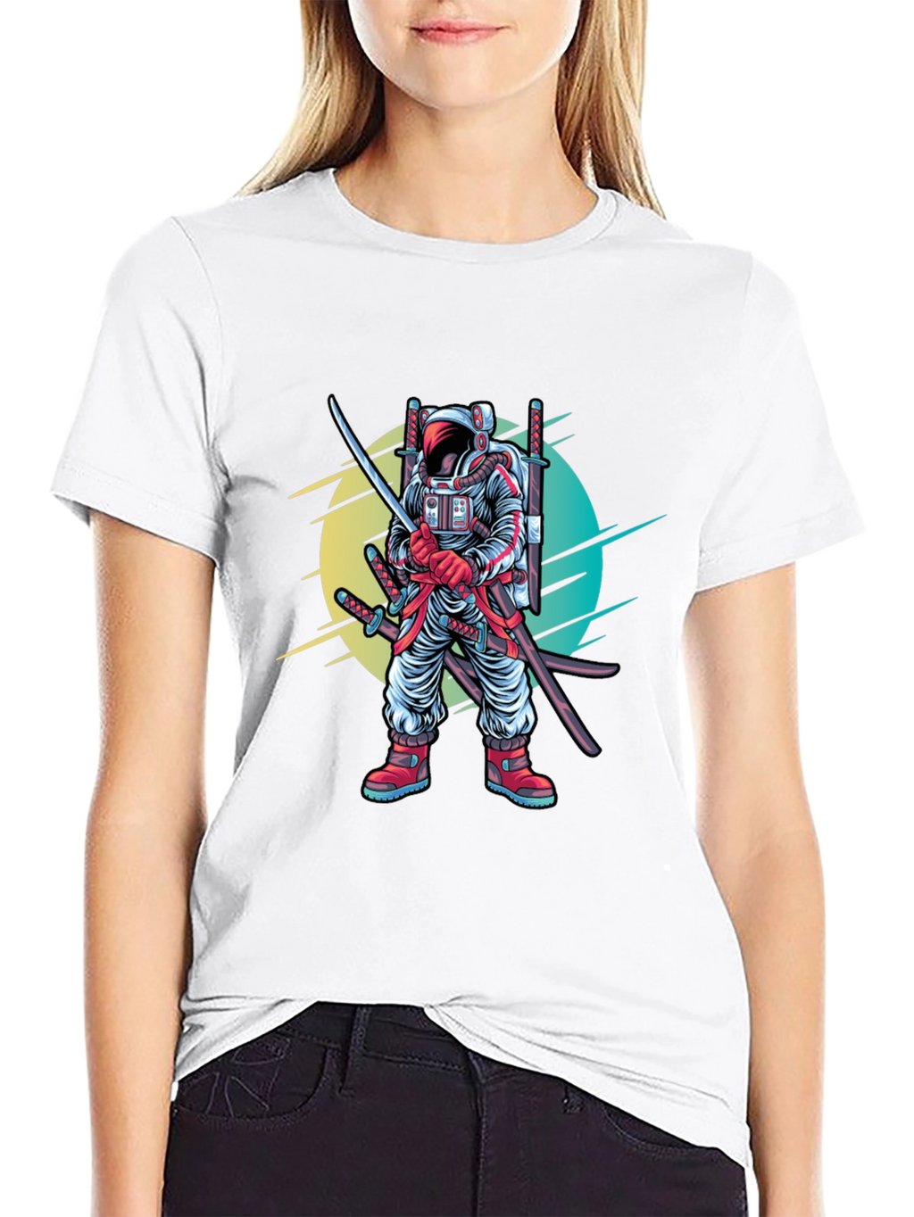 Astronaut Samurai Graphic T-Shirt - Sci-Fi Ninja Tee