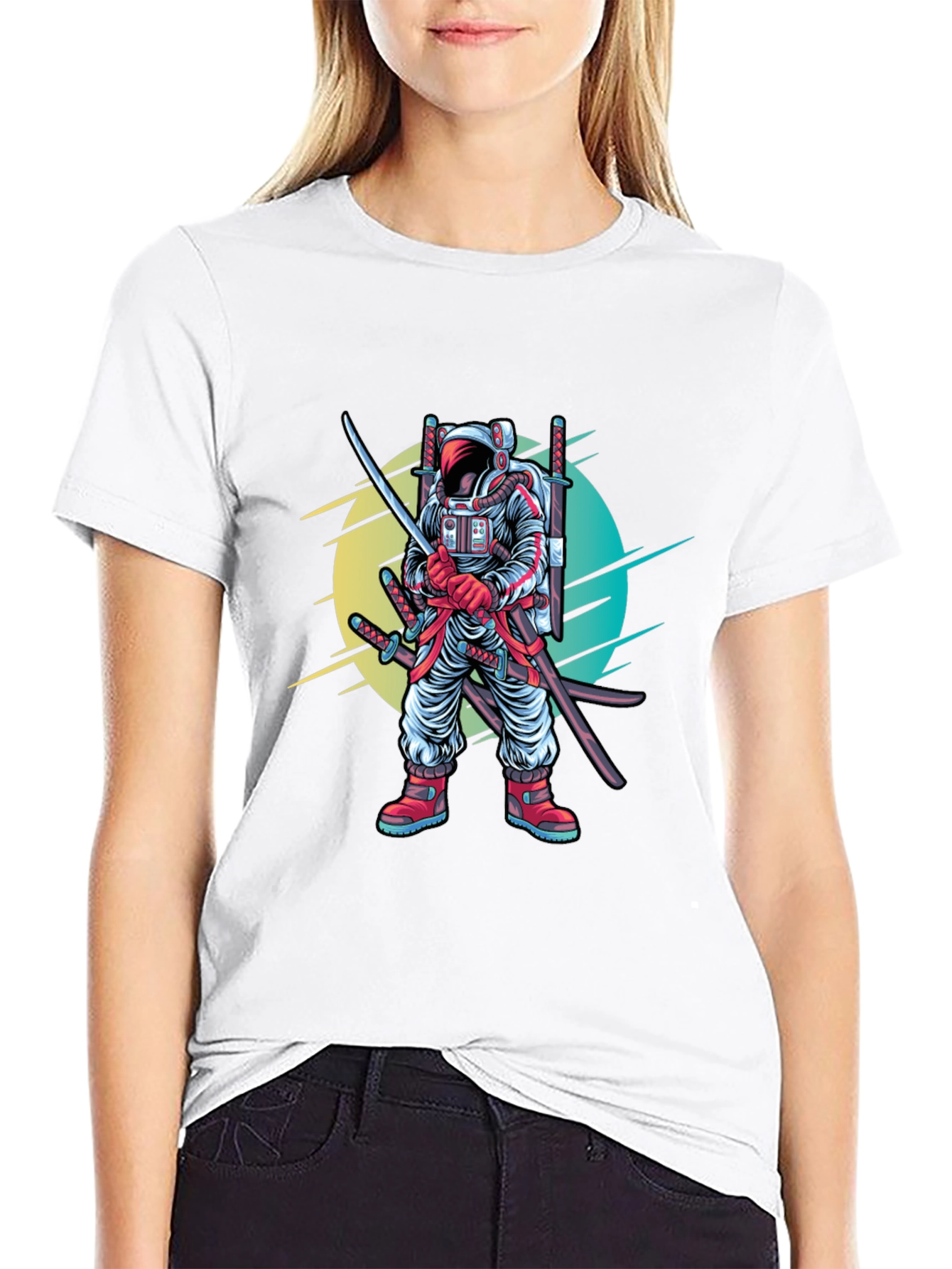 Astronaut Samurai Graphic T-Shirt - Sci-Fi Ninja Tee