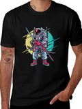 Astronaut Samurai Graphic T-Shirt - Sci-Fi Ninja Tee
