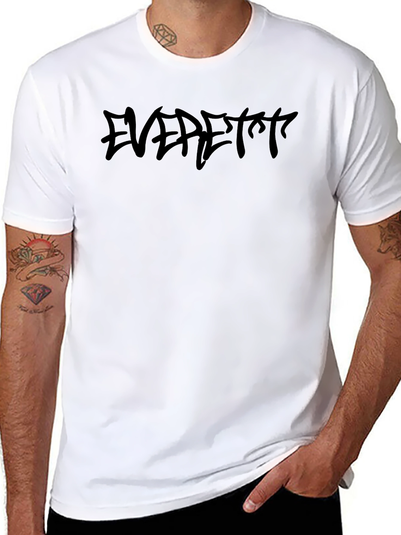 Mens Black EVERETT Graphic Tee - Casual Style