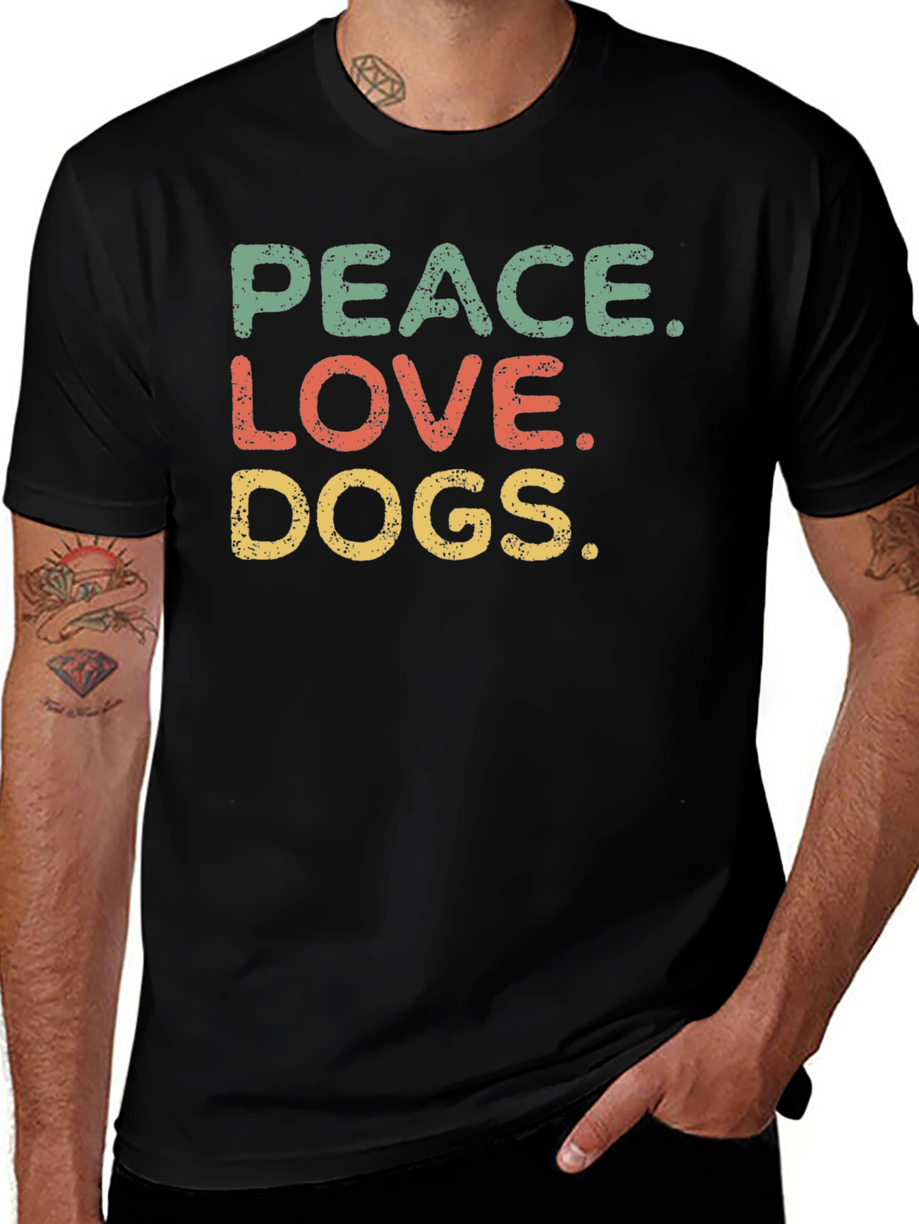 Peace Love Dogs Graphic Tee - Unisex Black T-Shirt