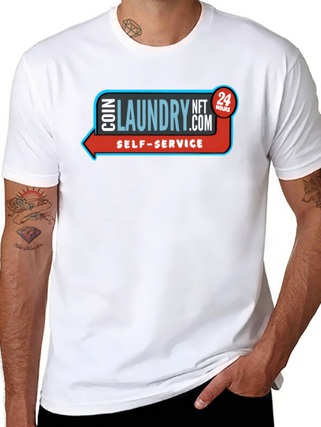 Coin Laundry NFT 24 Hours Self-Service Black Tee
