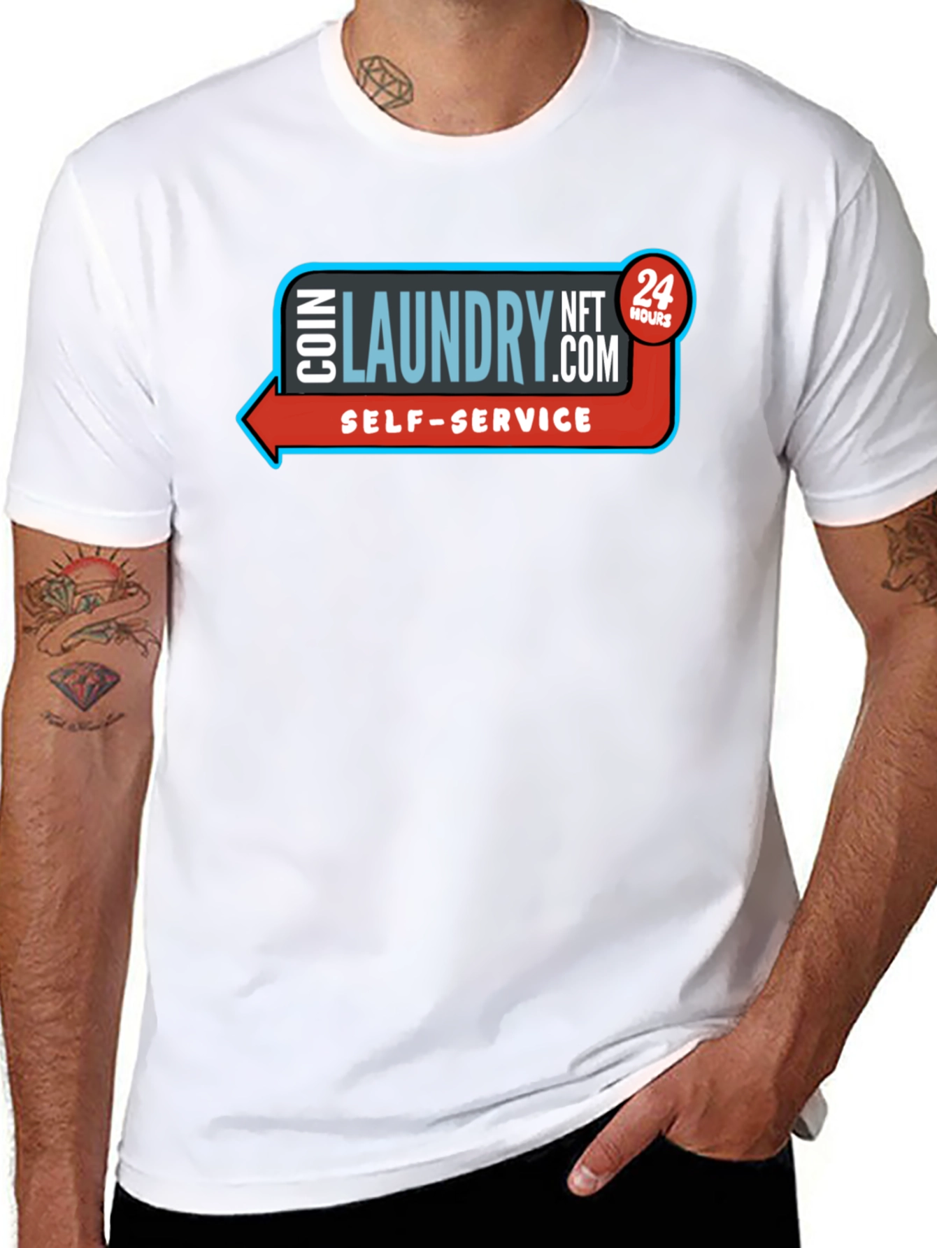 Coin Laundry NFT 24 Hours Self-Service Black Tee